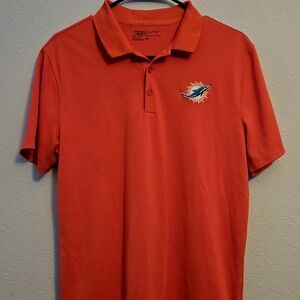 Men's Medium Orange Nike Golf Polo Shirt‎ With Miami Dolphins Logo On Front.